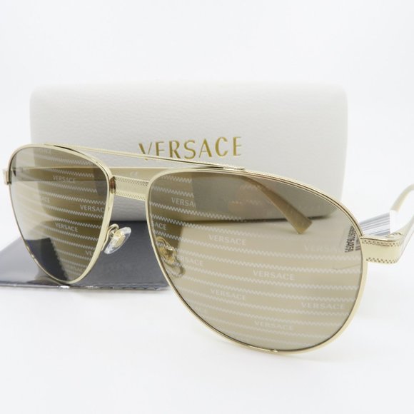 Versace Accessories - Versace Gold Aviator Logo Lens VE 2209 1252/V3